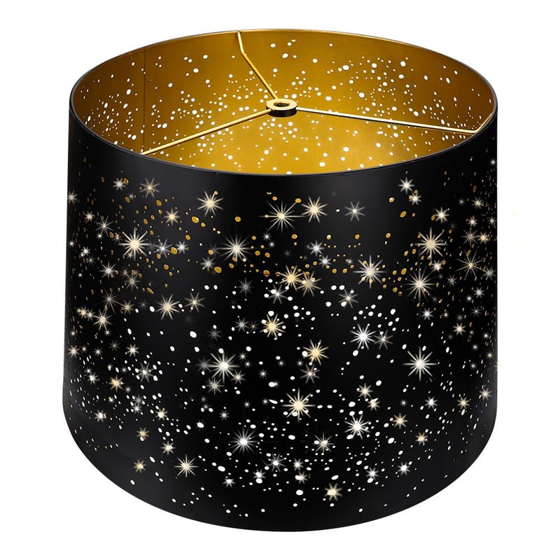 ALUCSET Metal Etching Process Large Lamp Shades, Alucset Drum Big Lampshades for Table Lamp and Floor Light, Sky Stars Design, 12x14x10 inch, Spider - Image 1